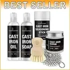 100% Plant-Based Cast Iron Care Kit: Soap, Conditioning Oil & Stainless Scrubber