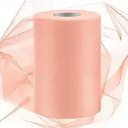 Swpeet 6 Inch by 100 Yards Orange Tulle Fabric Roll, Fabric Spool Tulle Ribbon, Tulle Ribbon Sheer Mesh Netting Polyester Spool for DIY Birthday Party Wedding Decorations Christmas Craft Supplies
