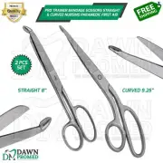 2 Pcs Pro Trainer Bandage Scissors Straight & Curved Paramedic First Aid Set