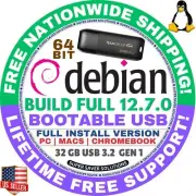 DEBIAN LINUX OS 12.7 BOOT LIVE/INSTALL DVD/USB, CINNAMON, XFCE, MATE, GNOME, KDE