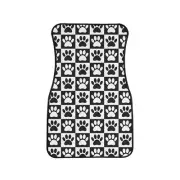 Black And White Dog Paw Print Checkered Pattern, Car Floor Mats, 1pc