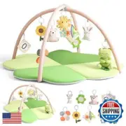 Baby Play Mat, Tummy Time Mat for Sensory Development, 4-Leaf Clover Baby Pla