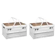 2 Pcs 55L Collapsible Storage Bin with Lid and Handle Camping Organize Box White