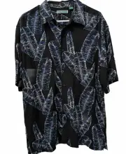 Cubavera Men's Leaf-Print Shirt , Jet Black, Size M