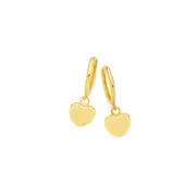 9ct Gold Polished Hollow Heart Drop Huggie Earrings