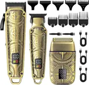 Hatteker Professional Hair Clippers for Men 3 in 1 Hair Trimmer Beard Trimmer Electric Shavers Razor for Men Cordless Rechargeable Barber Clipper Multipurpose Grooming Kit LED Display