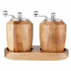 1-2PC Wood Grinder Set Wood Pepper Mill Ceramic Core Manual Pepper Grinder Tool
