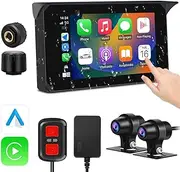 VSYSTO 5” Wireless Carplay and Android Auto Motorcycle Dash Camera, IPS Touch Screen, HD1080P Front and Rear Dual Cameras, WiFi, Bluetooth, GPS, Tire Pressure Sensor, for Most Motorcycles
