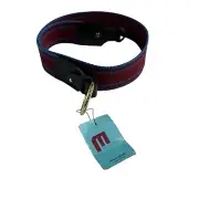 Martina Mori La Martina Belt Canvas Leather Bordeux Burgundy Blue Striped Preppy