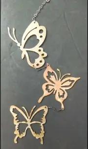 Three Butterflies Metal Wind Catcher Spinner Rustic Garden Butterfly