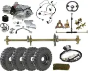 810mm Rear Axle kit+ 125cc Engine Motor 6" Wheels Front Steering Go Kart Carts