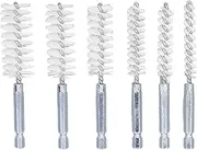 Bore Brush, 6 Pieces Brush Bore Cleaning Brush Set with 1/4in Hex Shank, Wire Brush Drill Bore Cleaning Brush Set or Electric Drill Impact Driver (Nylon (White))