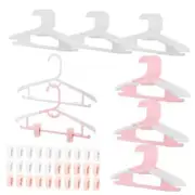 Kids Hangers with Clips Adjustable Hangers Baby Hangers for 60 White+Pink