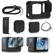 Black Silicone Sleeve Case for Go Pro Hero 12/Hero 11/Hero 10/Hero 9 Black,Ba...