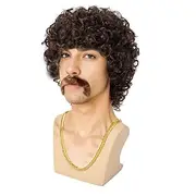 Disco Wig70'S Costumes Wig Afro Wig Men Short Curly Natural Fluffy Synthetic hair Wig for Carnival Disco Party(Only Wigs) Halloween Wigs