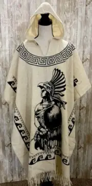 Mexican Wool PONCHO Aztec Warrior Mexicano De Lana Planchada Azteca Guerrero