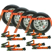VULCAN Side Rail Car Tie Down - Flat Hooks, 4 Pack - PROSeries - 3300 lbs SWL