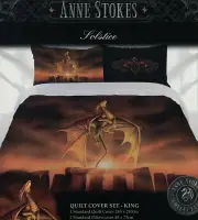 ANNE STOKES SOLSTICE DRAGON QUILT COVER SET KING NEW