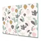 Glass Meat Board Induction Ceramic Hob Cover Worktop Saver Pastel Cactus 2x30x52