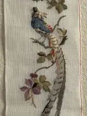 Beautiful 4 Wives Pheasants Preworked Needlepoint Canvas Bell Pull Birds 54x8