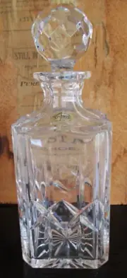Vintage Atlantis Full Lead Crystal Whiskey Decanter Alcobaça, Portugal NOS
