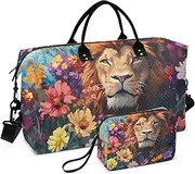 [ZRYSMY] Lion Head Garden Colorful Duffel Bag for Traveling, Travel Bag Gym Bag, with Multiple Interior Pockets Shoulder Weekender Bag for Women Men with Toiletry Bag 20.5L x 1.9W x 13.8H