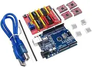 CNC Shield Expansion Board V3.0 +UNO R3 Board + A4988 Stepper Motor Driver with Heatsink for Arduino