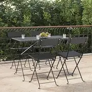 Generic Folding Bistro Chairs 4 pcs Black Poly Rattan and Steel