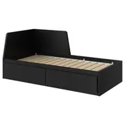FLEKKE day-bed frame with 2 drawers, black-brown, Single