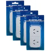 4x10A Mains Power Double Adaptor Slimline Powerpoint Twin Adapter Wall Plug WHT