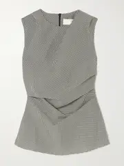 [RÓHE] RÓHE - Gathered Gingham Wool-blend Top - Black - FR 44 FR 44 Black