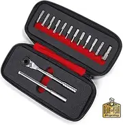 [Prestacycle] T-Handle Bike Ratchet – 3 Way Ratchet and T-Handle Tool Kit (Tool, Extension, Case and Bits)