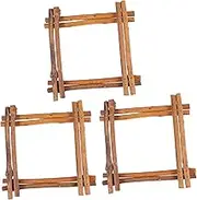 Mikinona 3pcs DIY Rattan Frame Natural Home Decor DIY Crafts Wreaths Home Accents Decor Wreath Frame Hoop Grapevine Outdoor Square Christmas Front Door Garland Xmas Garland Rattan Brown