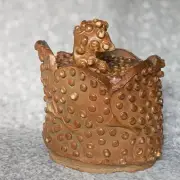 Handmade Soda Fired Studio Pottery Box with Detached Lid is One of a kind