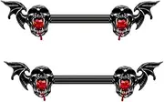 [Niaspi] 14G Halloween Black Devil Nipple Rings for Women Stainless Steel Skull Bat Nipplerings 14mm Nipple Straight Barbell Halloween Nipple Piercing Jewelry, Large, Stainless Steel, no gemstone