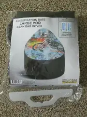 NEW BEAN BAG FACTORY LARGE POD BEAN BAG COVER MOTORCYCLE WINGS SKULL BIKER BLACK