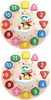 Abaodam Early Learning Toy Boys and Girls Clock Educational Clock Blocks Penguin Puzzle