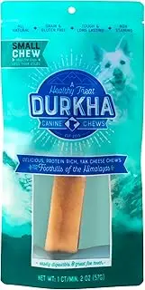 Durkha Yak Cheese Chews: Himalayan Yak Cheese Dog Chews- Natural, Healthy & Long Lasting Dog Treats - Grain, Gluten & Lactose-Free Rawhide Alternatives, For Dogs 25 lbs and Smaller, Single Small Stick