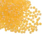 300pcs Flatback Pearls 4mm ABS Plastic Half Round Dome Pearls, Gold Yellow