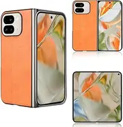 Case Compatible with Google Pixel 9 Pro Fold [PU Leather Texture][PU+PC+TPU] 3 in 1 Camera Protection Cover Brown
