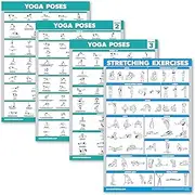 Palace Learning 4 Pack: Yoga Poses Posters Volume 1, 2 & 3 + Stretching Workout Exercise Chart (LAMINATED, 18" x 24")