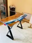 Walnut Epoxy Resin Table Live Edge Custom Order For Hallway Furniture Decor