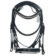 Double Reins Comfort Weymouth Leather Horse Bridle Crystal Browband Sizes- Full