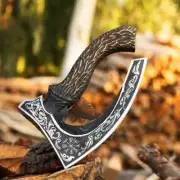 Custom Handmade Carbon Steel Pizza Cutter VIKING AXE TOMAHAWAK With Sheath Xmas