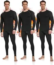 [OYGSieg] 3 or 2 Set Men's Thermal Underwear Long Johns with Fleece Lined, Thermals for Men Base Layer Cold Weather Top Bottom