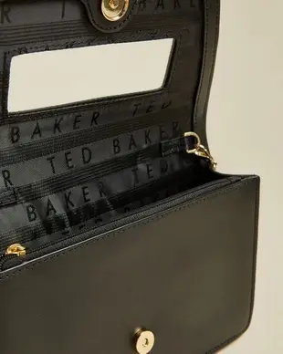 英倫優雅輕奢品牌 Ted Baker 附鏡子 真皮 立體 蝴蝶結 手拿 鏈帶 斜背包 兩用包