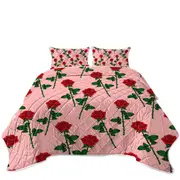 Roses Pattern over Pink Coverlet