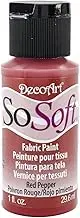 DecoArt DSS88-26 SoSoft Fabric Acrylics Paint, 1-Ounce, Red Pepper
