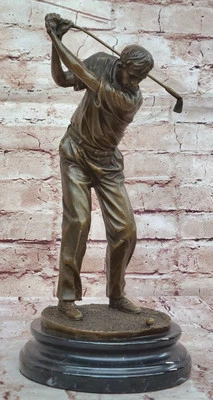 Signed Milo REAL BRONZE SCULPTURE GOLF GOLFER STATUE FIGURINE DECORATIVE