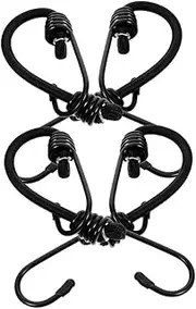 DINHEAROM 4pcs Elastic Bungee Straps with Hooks for Secure Cargo Trunk Heavy Duty Rubber Bungee Cords with Carabiner Clips for Motorcycles Bicycles and Camping Use